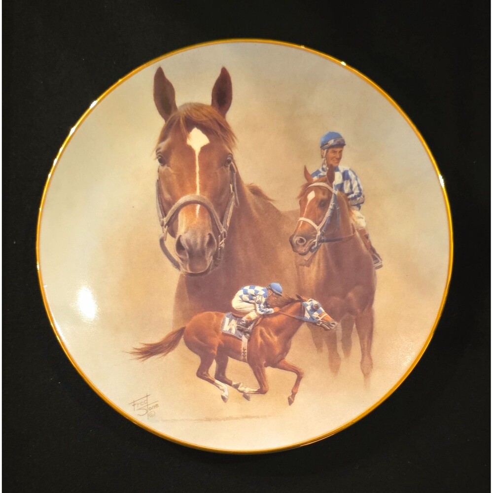 American Artists Secretariat Horse Porcelain Collector Plate by Fred Stone